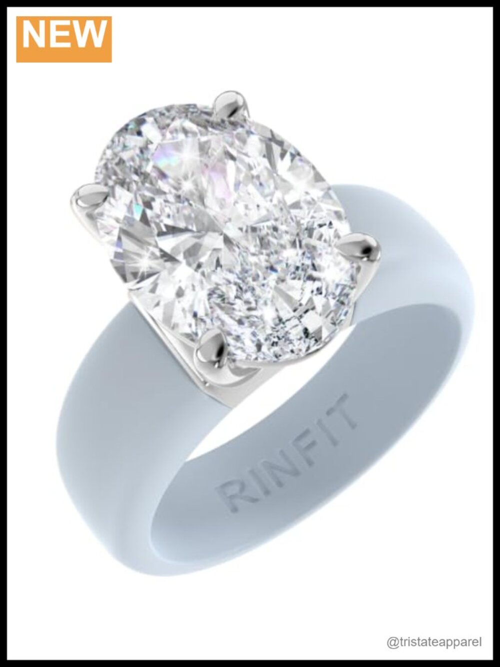 Silicone Ring with Oval Cut CZ Stone Prong Set Engagement